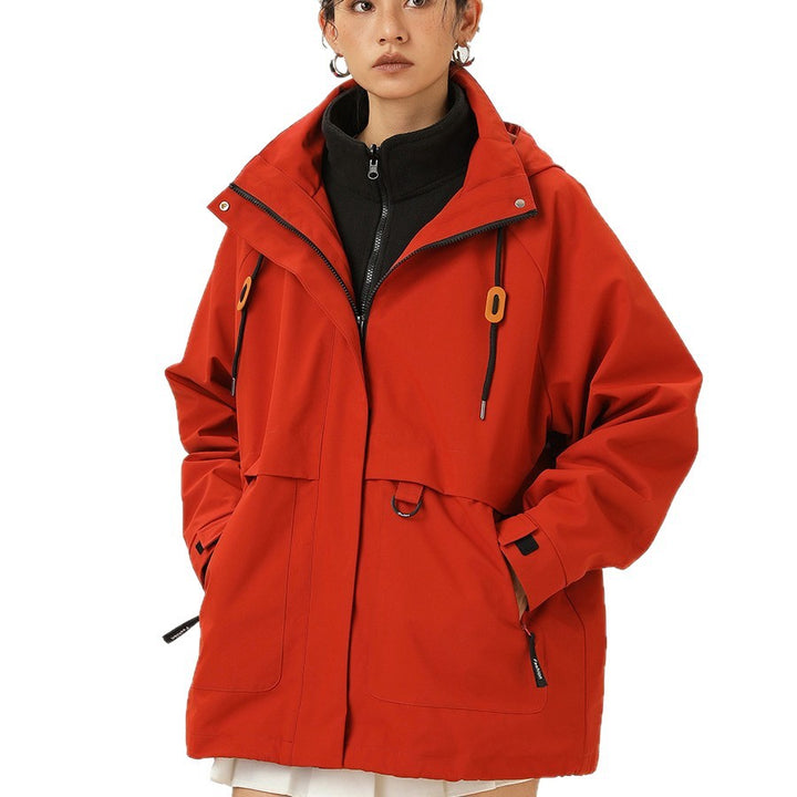 Damen Kapuzen-Utility-Parka mit wasserdichter Membran, großen Fronttaschen & verstellbarem Saum Drune