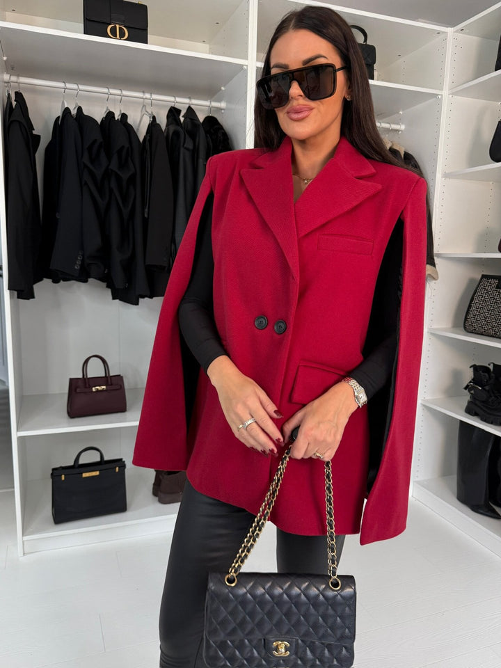 Damen modischer Cape-Blazer mit doppelter Knopfleiste Drune