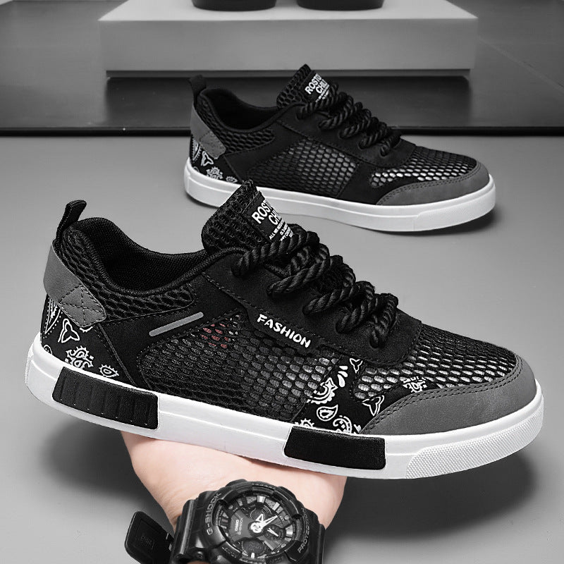 Unisex atmungsaktive Freizeit-Sneaker mit luftigen Mesh-Einsätzen und Bandana-Muster Drune