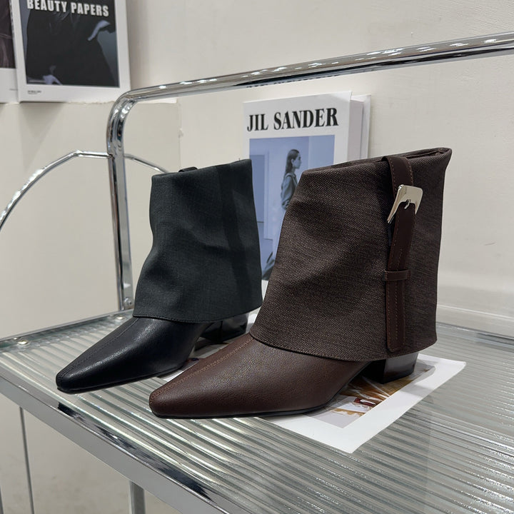Damen Modische Stiefeletten mit elegantem Wickeldesign Drune