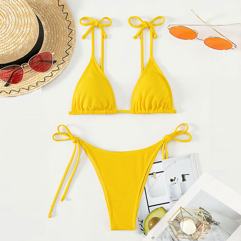 Damen Triangel-Bikini mit dekorativen Schnürdetails Drune
