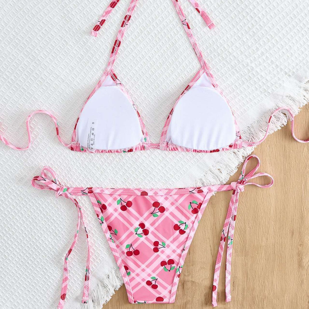 Damen Triangel-Bikini mit frischem Kirschmotiv Drune