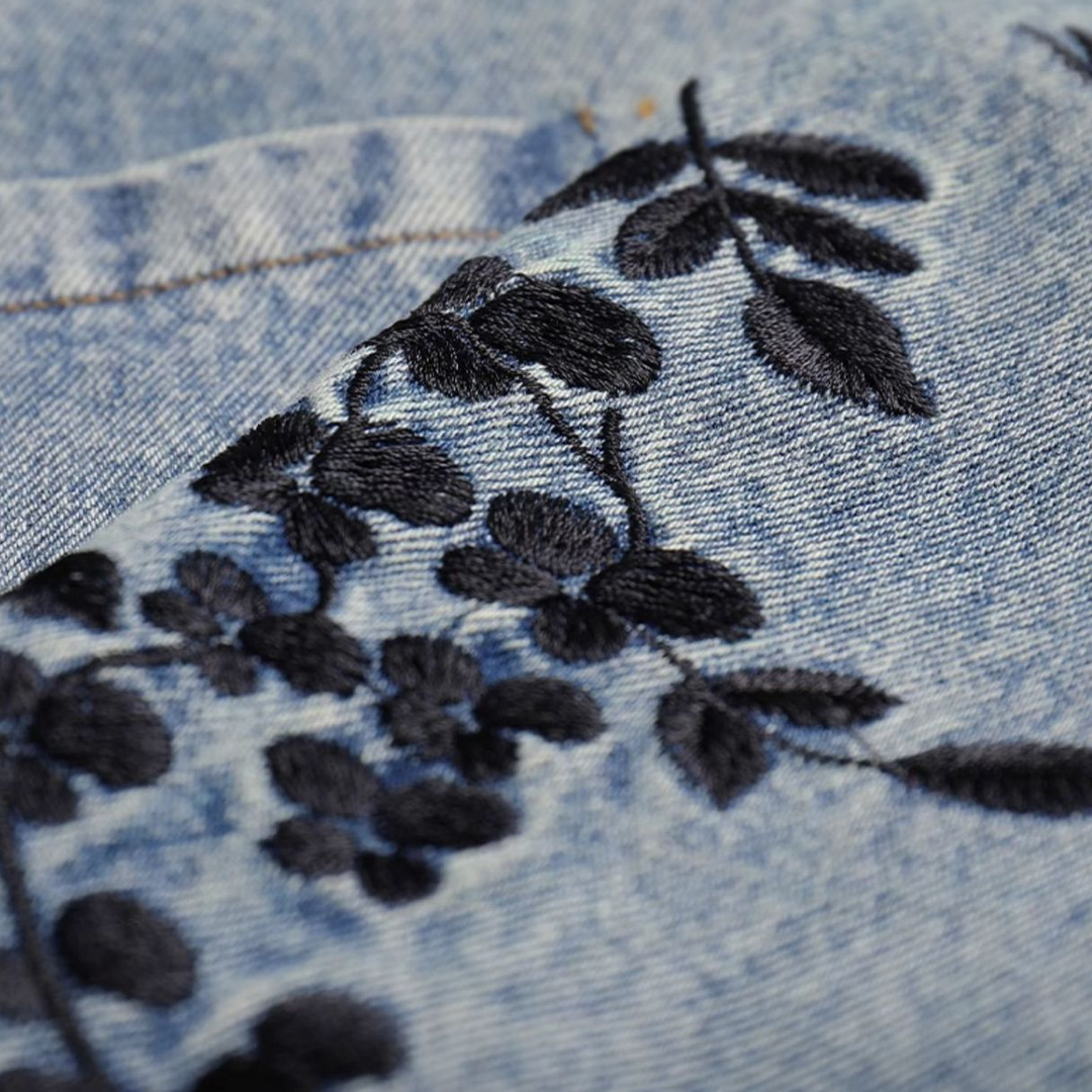 Drune | Vintage-Blumen-Jeansjacke