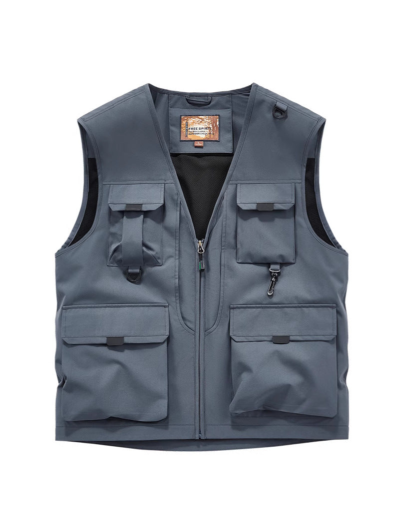 Herren Multifunktionale Utility-Weste mit Mehrfach‑Taschen und robustem Reißverschluss Drune