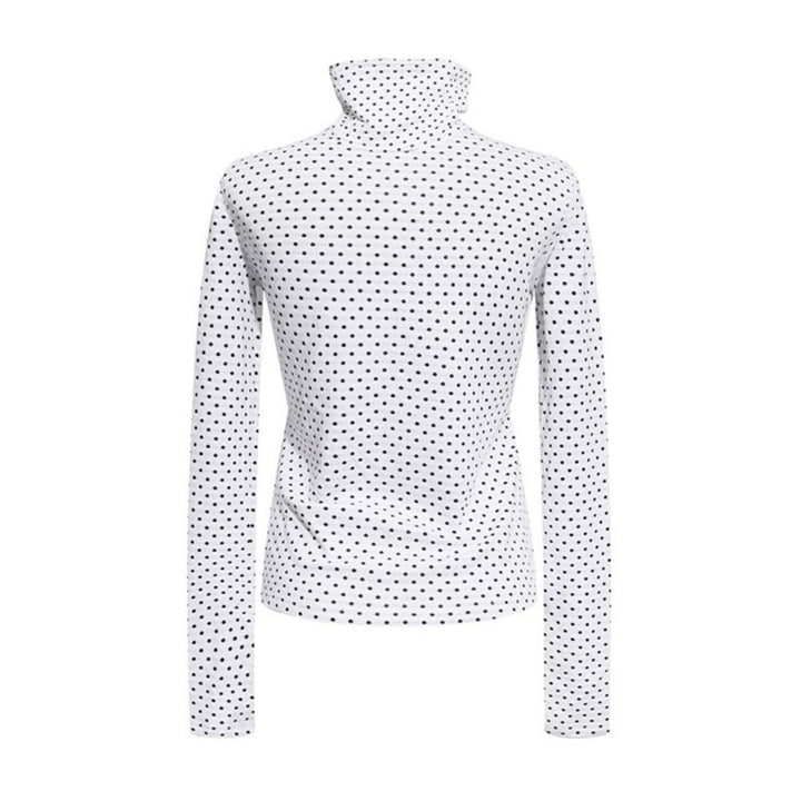 Damen Rollkragen-Feinstrickshirt mit Punktmuster und elastischem Jersey Drune
