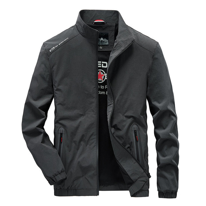 Herren Leichte Softshell-Windjacke mit Stehkragen wasserabweisenden Reißverschlüssen und Mesh-Innenfutter Drune