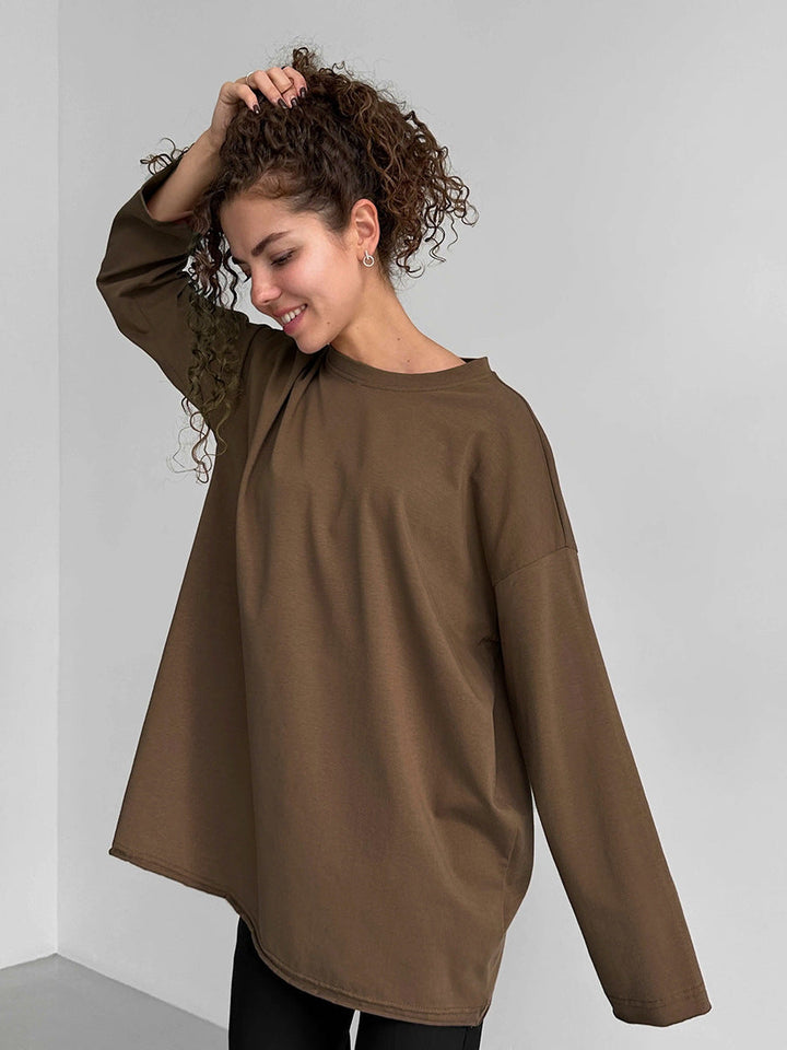 Damen Oversize Langarmshirt mit hohem Kragen Drune