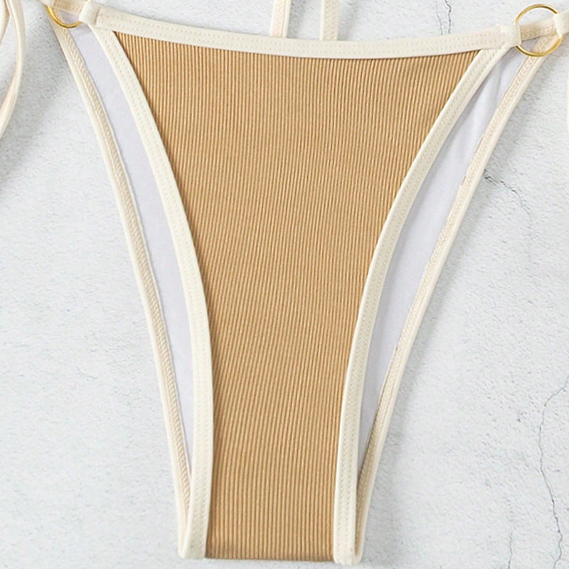 Damen Triangel-Bikini mit verstellbaren Trägern und modischen Akzenten Drune