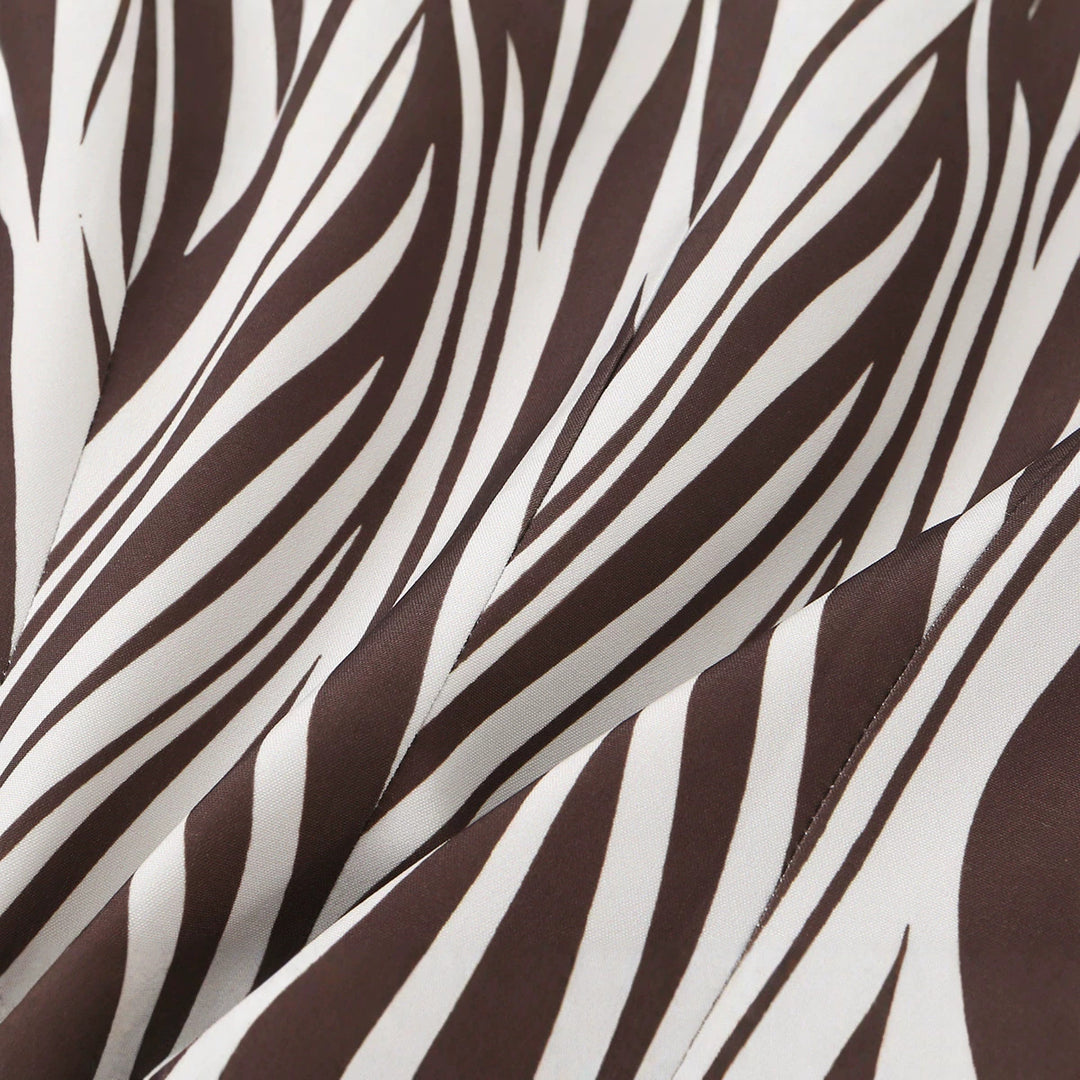 Damen Taillierter Zebra-Print Blazer mit Reverskragen und Pattentaschen Drune