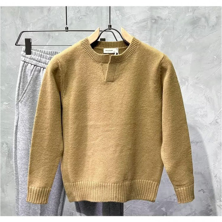 Damen Gemütlicher Strickpullover mit Kragen Drune