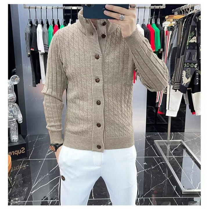 Herren Strickjacke mit strukturiertem Design und Knopfleiste Drune
