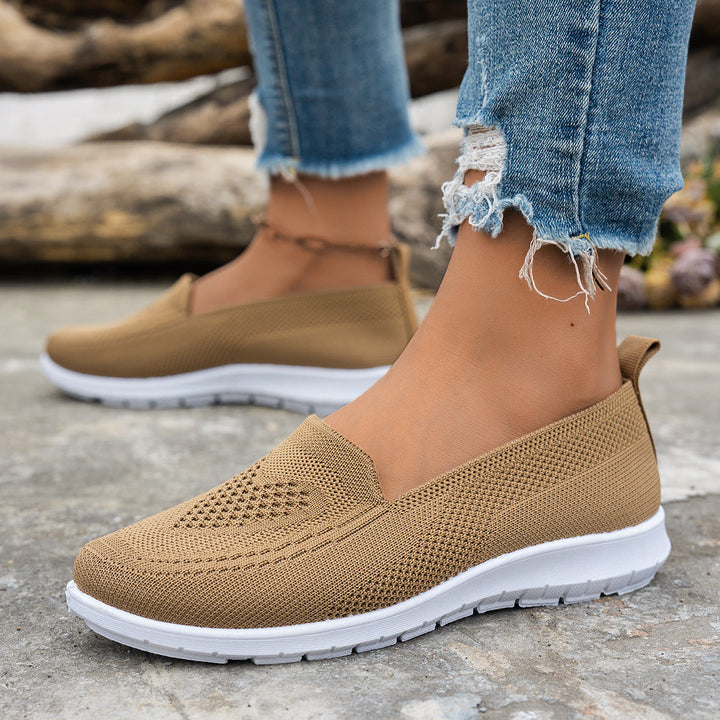 Damen Atmungsaktive Slip-On Freizeitschuhe mit komfortablem Absatz Drune