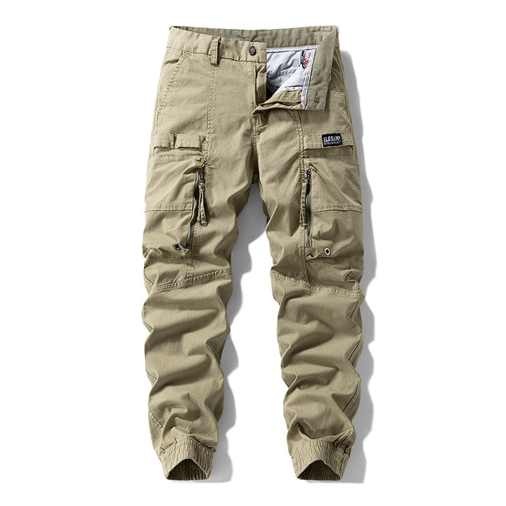Herren Strapazierfähige Canvas-Cargohose im taktischen Look mit Kniepaneelen, Mehrfachtaschen und elastischem Knöchelabschluss Drune