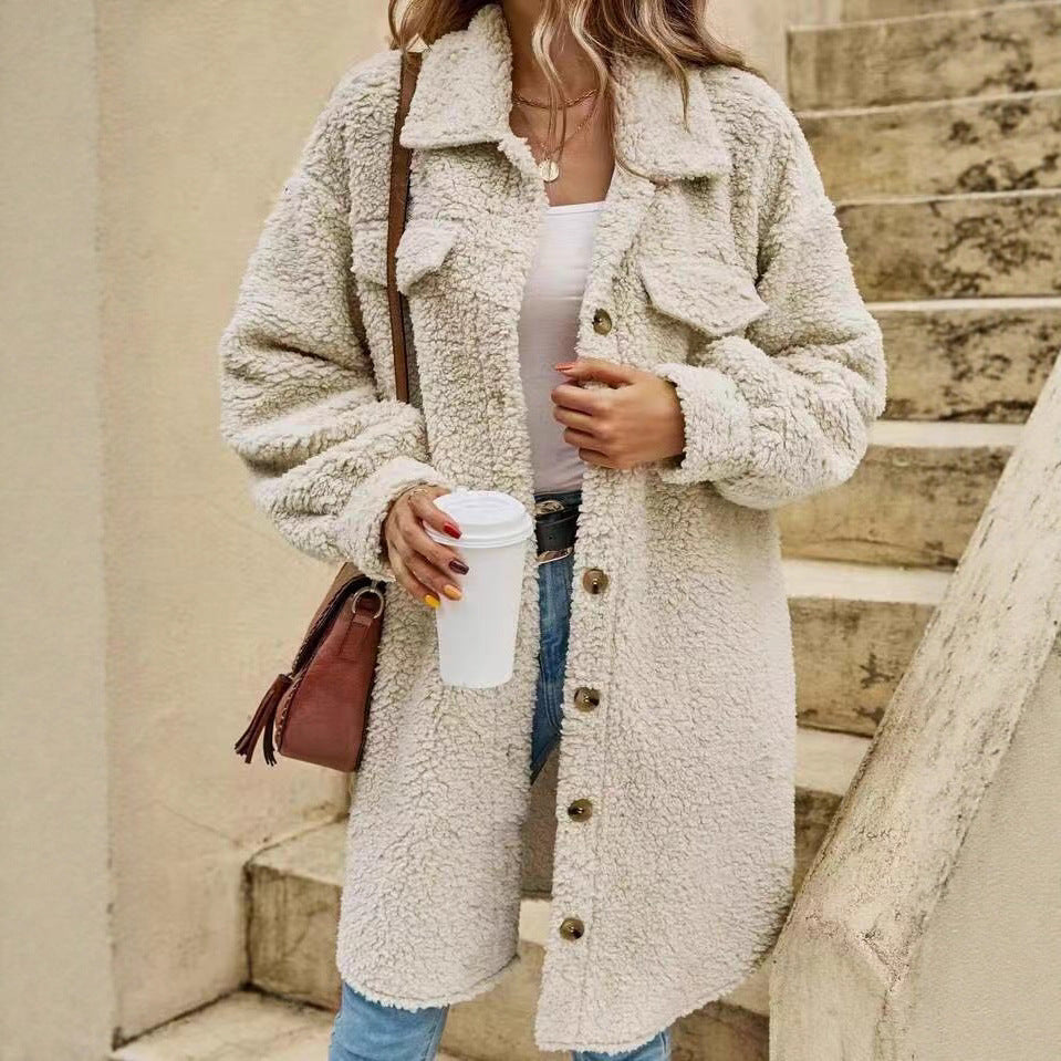 Damen Weiche und kuschelige Oversized-Jacke Drune