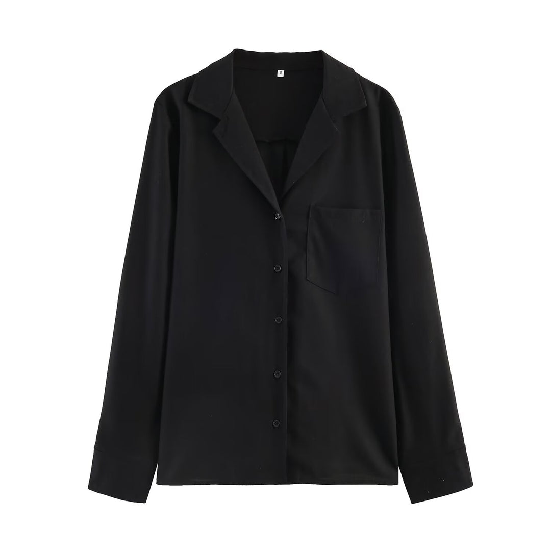 Damen Leichte Leinenbluse mit Hemdkragen, Brusttasche und lockerer Oversize‑Silhouette Drune