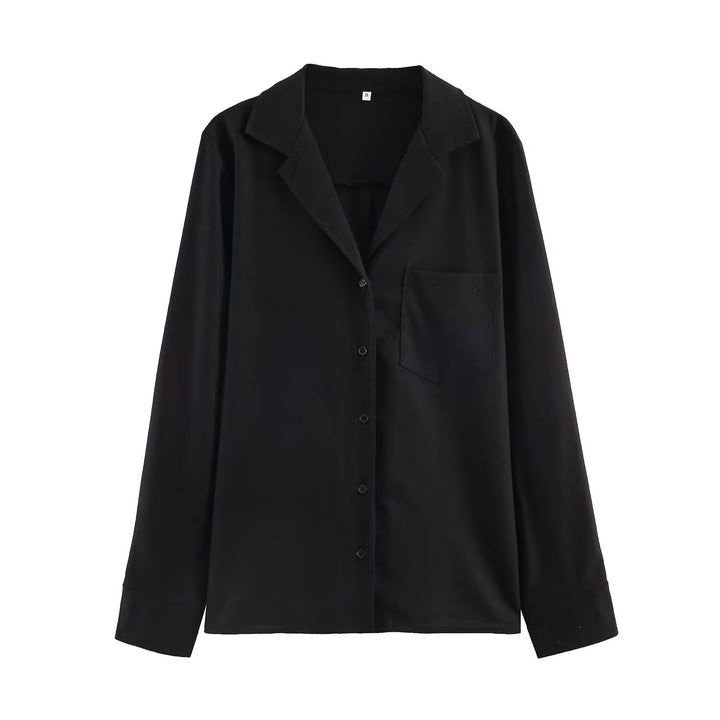Damen Leichte Leinenbluse mit Hemdkragen, Brusttasche und lockerer Oversize‑Silhouette Drune
