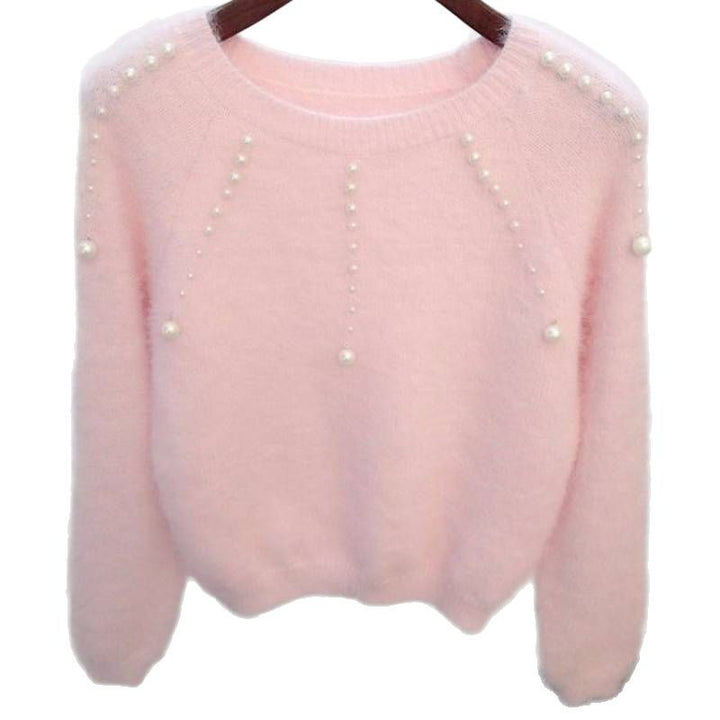 Damen stilvoller Pullover mit eleganten Perlenakzenten Drune