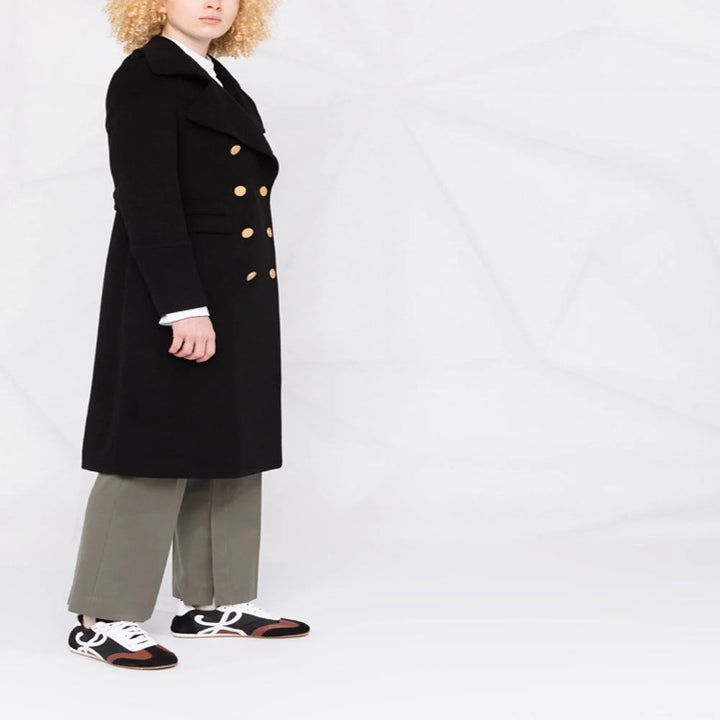 Damen Doppelreihiger Longcoat im Marinemantel‑Stil mit markanten Metallknöpfen Drune