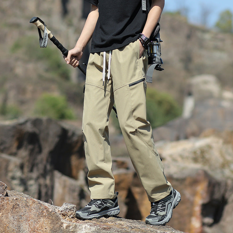 Herren Technische Trekkinghose mit Reißverschlusstaschen und Kordelbund Drune