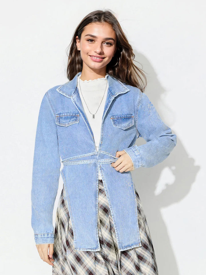 Damen Jeansjacke im modernen Oversized-Stil mit verkürztem Schnitt und praktischen Taschen Drune