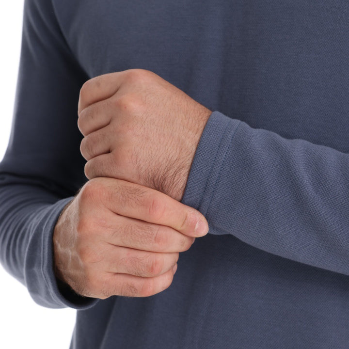 Herren Langarm Poloshirt mit intensivem Struktur-Design und klassischem Kragen Drune