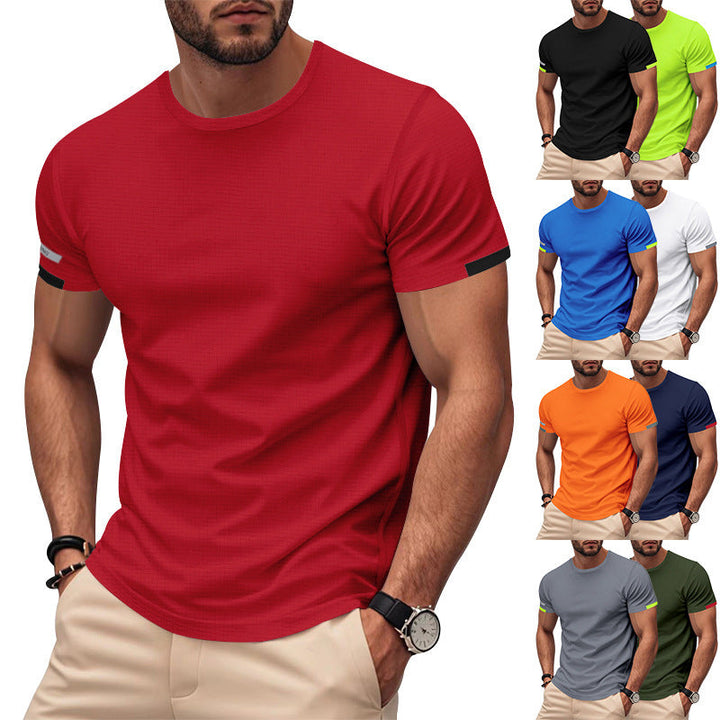 Herren nan athletisches Kurzarm Baumwolljersey T-Shirt mit Rundhalsausschnitt und reflektierenden Ärmeldetails Drune