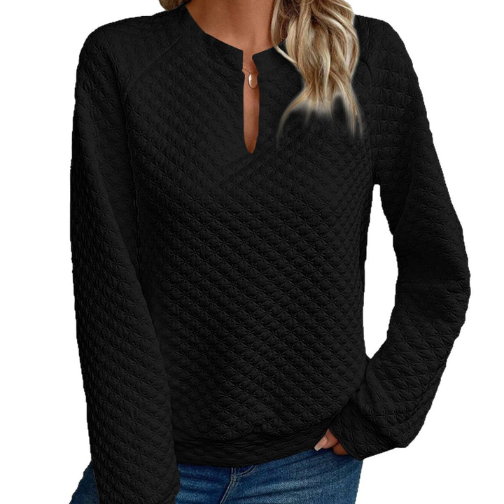 Damen Gequilteter Stepppullover mit V‑Schlitz und strukturierter Rautenoptik Drune