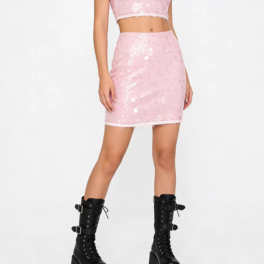 Damen Glitzernder Pencil-Rock mit seitlichem Schlitz und elastischem Bund Drune