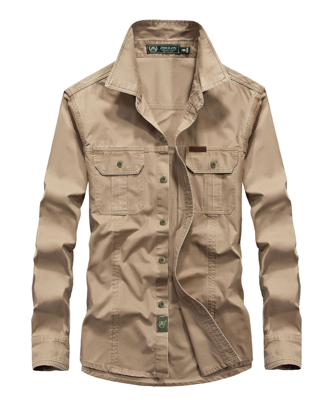Herren leichtes Canvas-Fieldhemdjacke mit Brustpattentaschen und verstärkten Nähten Drune