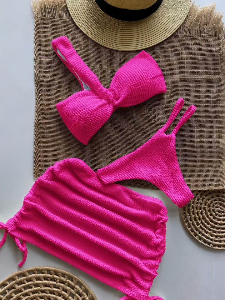 Damen Bandeau-Bikini-Set mit Raffungen Drune