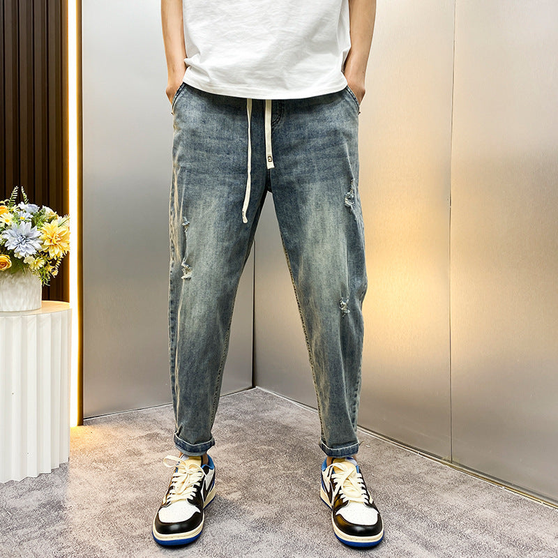 Herren Bequeme Destroyed Jeans Drune