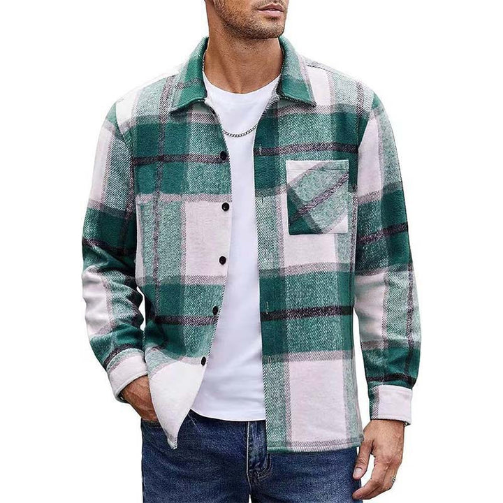 Herren nan oversized kariertes Flanellhemd mit Brusttasche und klassischem Knopfverschluss Drune