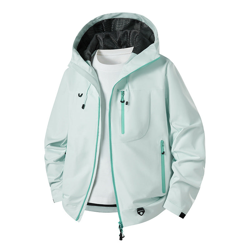 Herren Wasserabweisende technische Softshell-Jacke mit Kapuze, atmungsaktivem Mesh-Futter und Reißverschlusstaschen Drune