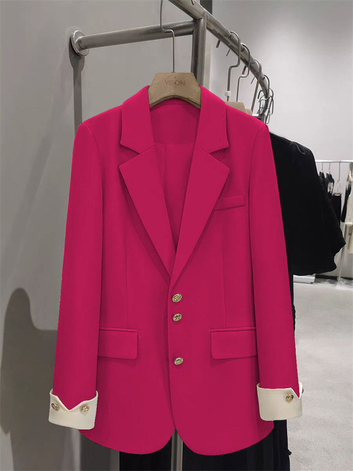 Damen Eleganter Blazer mit goldenen Knopfdetails Drune