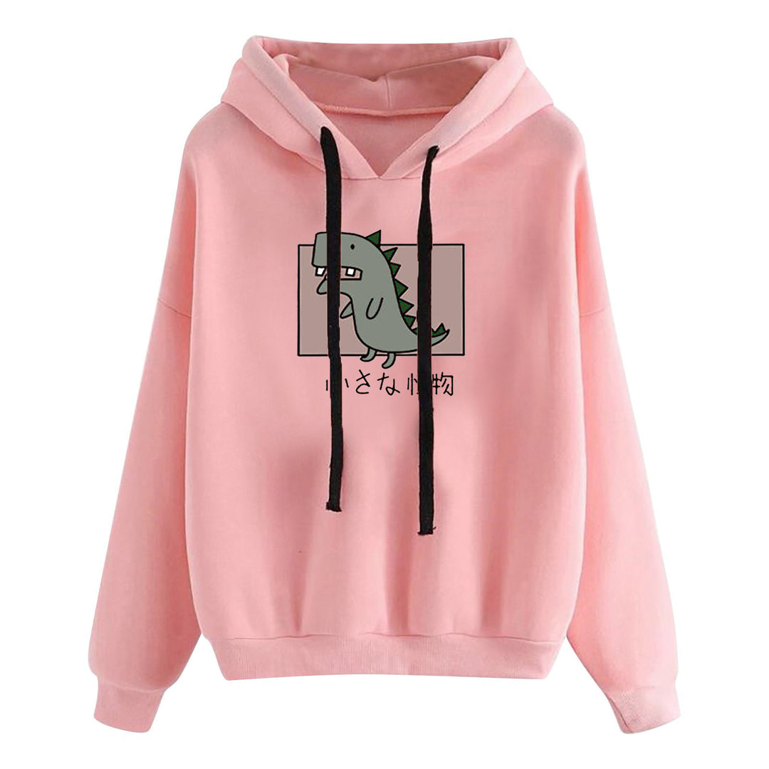 Damen nan kurz geschnittener Cropped-Kapuzenpullover mit niedlicher Frosch-Illustration und verstellbarer Kapuze Drune