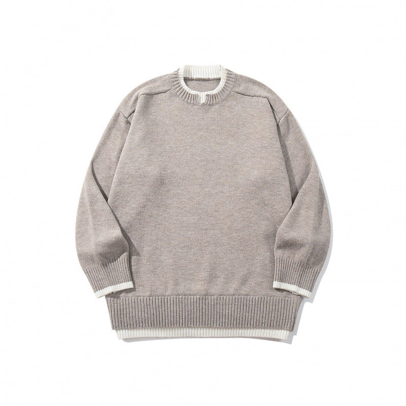 Unisex Relaxed-Fit Feinstrick-Pullover mit Kontrastbündchen und verlängertem Rippenbund Drune