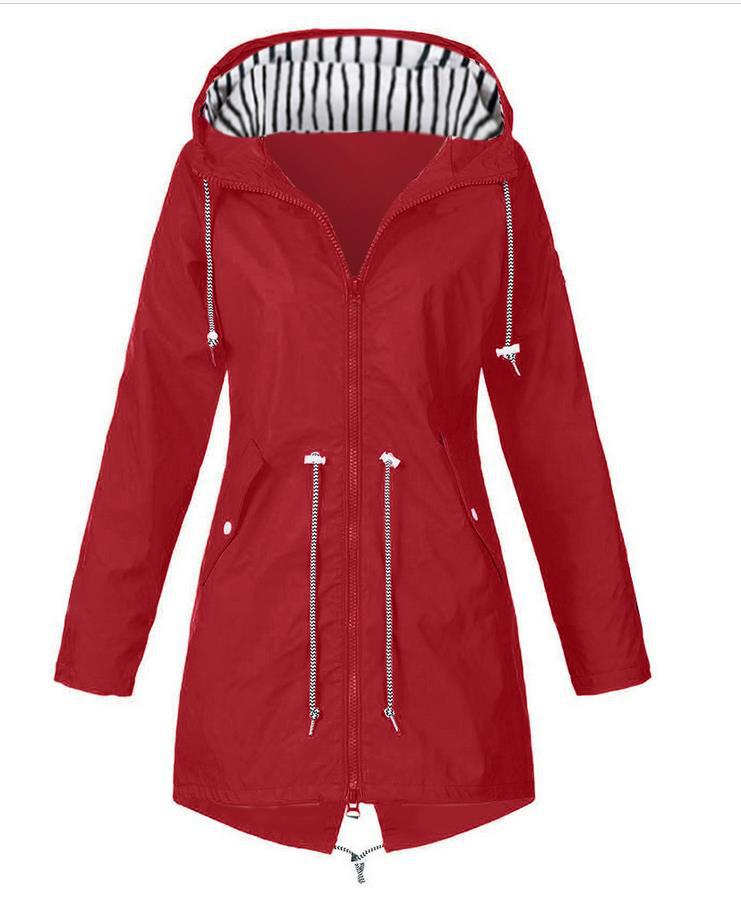 Damen nan taillierte Parka-Jacke mit Kapuze, Kordelzugbund und verdecktem Reißverschluss Drune