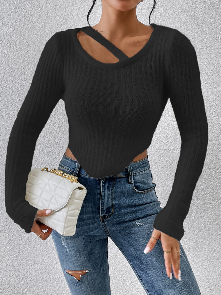 Damen Strickoberteil mit offener Schulter und elastischem Saum Drune