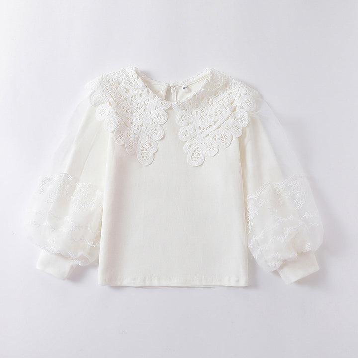 Mädchen elegante Bluse mit transparenten Puffärmeln Drune