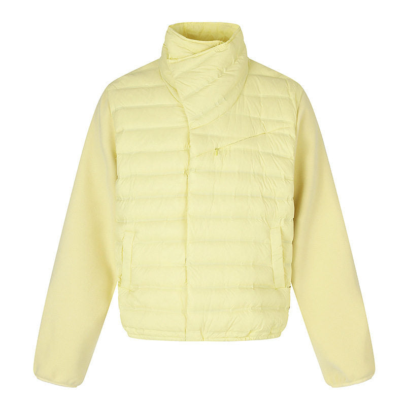 Damen gesteppte Hybrid-Jacke mit asymmetrischem Schalkragen und elastischem Bund Drune