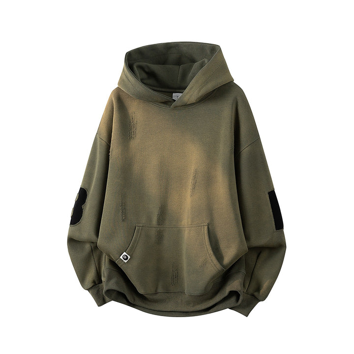 Unisex Oversize Kapuzenpullover mit handschriftlichem Grafik-Print, Kängurutasche & geripptem Saum Drune