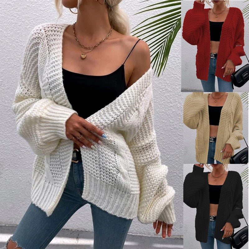 Damen Grobstrick Cardigan mit lässiger Silhouette und großen Taschen Drune