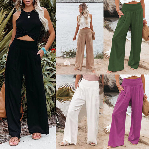 Damen Weite Sommerhose mit elastischem Bund und legerem Schnitt Drune