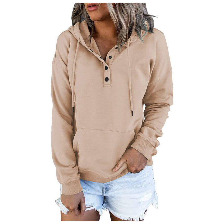 Damen Sportlicher Hoodie mit Knopfleiste und lässigem Schnitt Drune