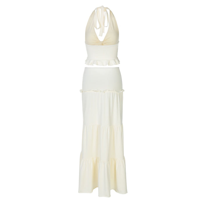 Damen Maxikleid mit Rüschen und Wickeleffekt Drune