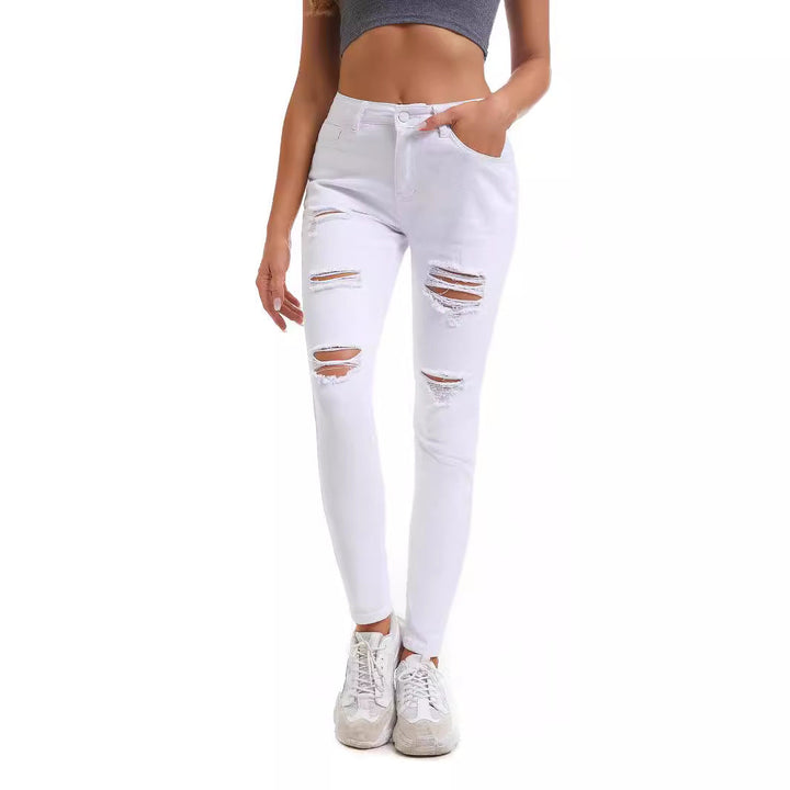 Damen Skinny Jeans mit modischen Rissen Drune