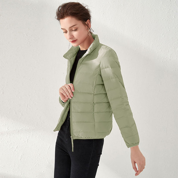 Damen Leichte gesteppte Kurzjacke mit Stehkragen und tailliertem Schnitt Drune