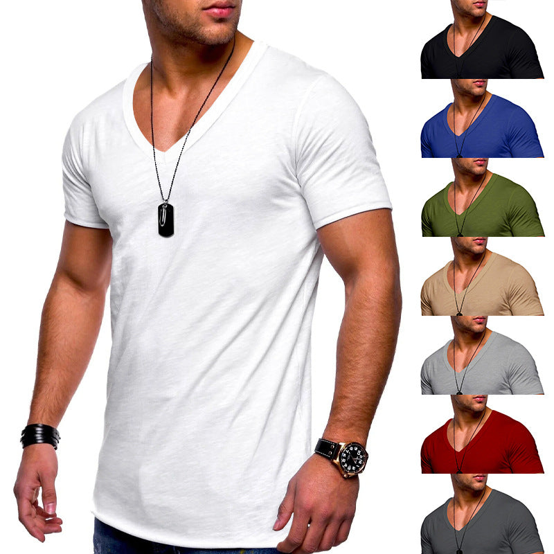 Herren nan V-Ausschnitt T‑Shirt aus feinem Jersey mit schmaler Silhouette und flachen Nähten Drune