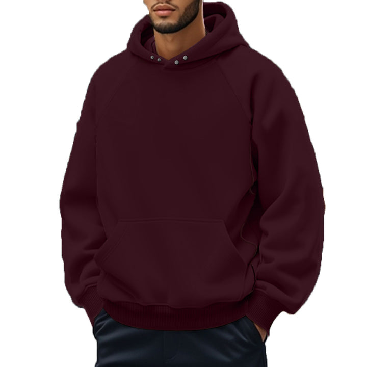 Unisex nan weicher Baumwollfleece Kapuzenpullover mit Kängurutasche und Raglanärmeln Drune