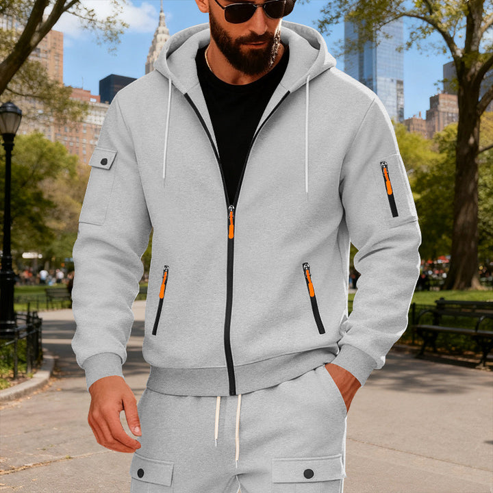 Herren nan Kapuzenjacke mit wasserabweisenden Reißverschlüssen und multifunktionalen Taschen Drune